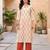 Cream floral printed cotton kurta set