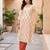 Cream floral printed cotton kurta set