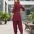 Maroon plain cotton kurta set