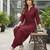 Maroon plain cotton kurta set