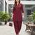 Maroon plain cotton kurta set