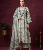 White floral printed cotton kurta set