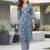 Blue floral printed viscose rayon kurta set