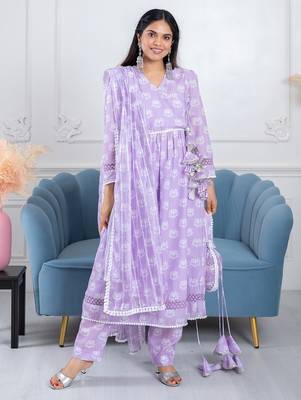Lavender lotus 3 piece suit set 1
