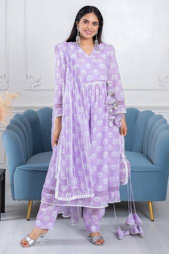 Lavender lotus 3 piece suit set