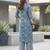 Blue floral printed viscose rayon kurta set