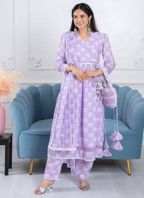 Lavender lotus 3 piece suit set 2