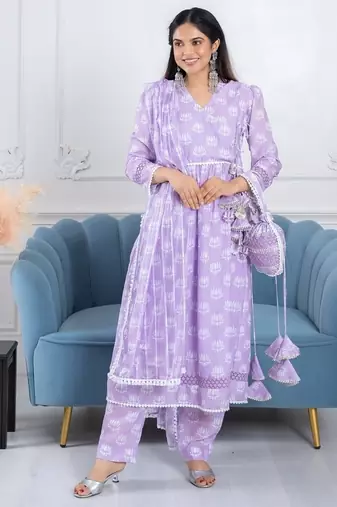 Lavender lotus 3 piece suit set