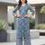 Blue floral printed viscose rayon kurta set
