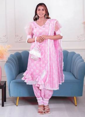 Pink lotus 3 piece suit set 1