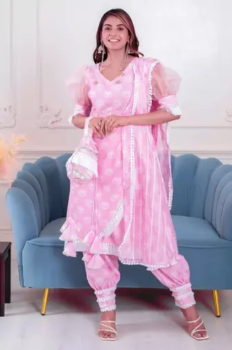 Pink lotus 3 piece suit set