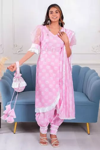 Pink lotus 3 piece suit set