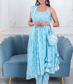 Sky blue lotus 3 piece suit set