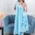 Sky blue lotus 3 piece suit set