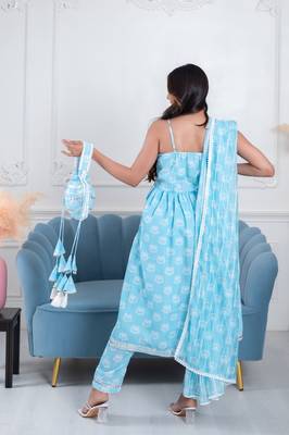 Sky blue lotus 3 piece suit set 3