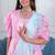 Baby pink 3 piece suit set with embellished dupatta