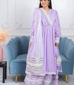 Lavender bandhani gota 3 piece suit set