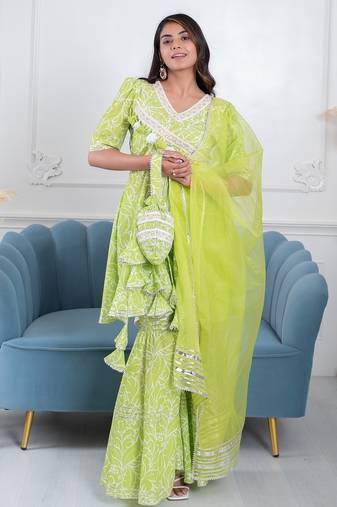 Green gota 3 piece suit set