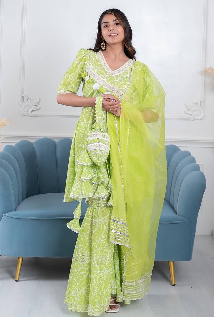 Green gota 3 piece suit set