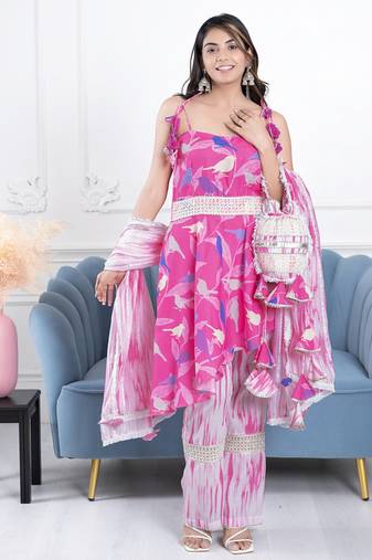 Pink gota 3 piece suit set