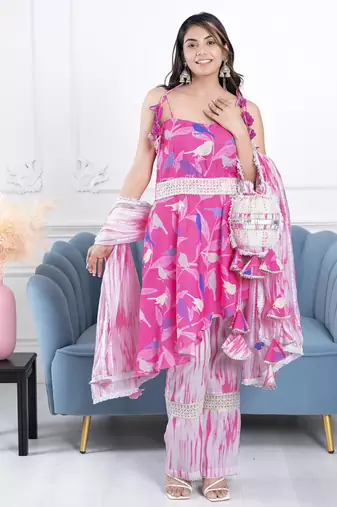 Pink gota 3 piece suit set