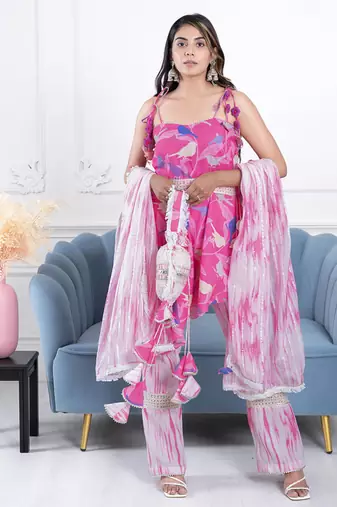 Pink gota 3 piece suit set
