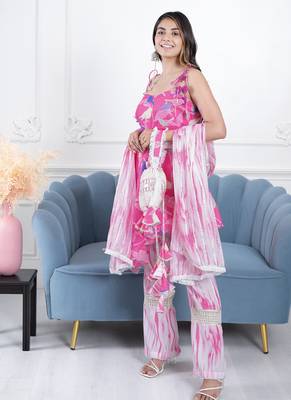 Pink gota 3 piece suit set 4