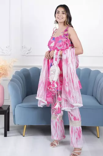 Pink gota 3 piece suit set