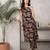 Black floral printed viscose rayon kurta set