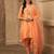 Amber peach hand embroidered  a line suit