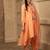 Amber peach hand embroidered  a line suit