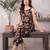 Black floral printed viscose rayon kurta set