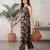 Black floral printed viscose rayon kurta set
