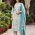 Turquoise floral printed cotton kurta set