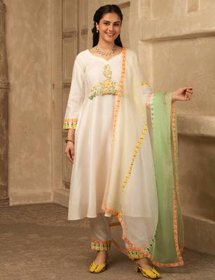 Ira ivory hand embroidered  a line suit 1