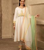 Ira ivory hand embroidered  a line suit