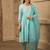 Sky blue hand embroidered  a line suit