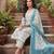 Turquoise floral printed cotton kurta set
