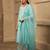Sky blue hand embroidered  a line suit