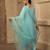Sky blue hand embroidered  a line suit