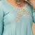 Sky blue hand embroidered  a line suit