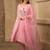 Pink hand embroidered  a line silk suit