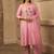 Pink hand embroidered  a line silk suit
