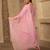 Pink hand embroidered  a line silk suit