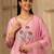 Pink hand embroidered  a line silk suit