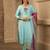 Pastel blue hand embroidered  silk suit