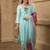 Pastel blue hand embroidered  silk suit
