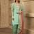 Mint green hand embroidered  silk suit