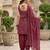 Burgundy floral printed cotton kurta set