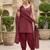 Burgundy floral printed cotton kurta set